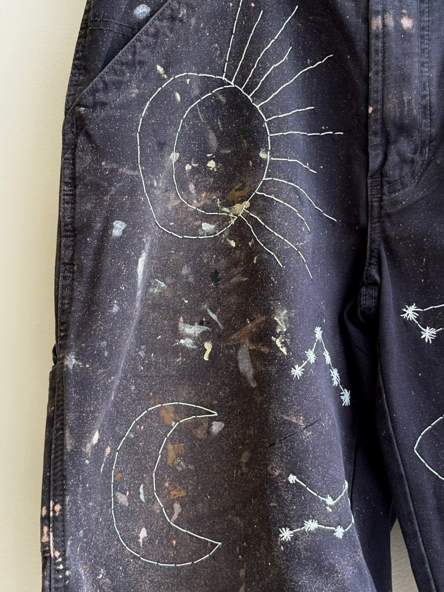 Galaxy Hand Embroidered Black Shorts (Reworked) - Made X Hudson