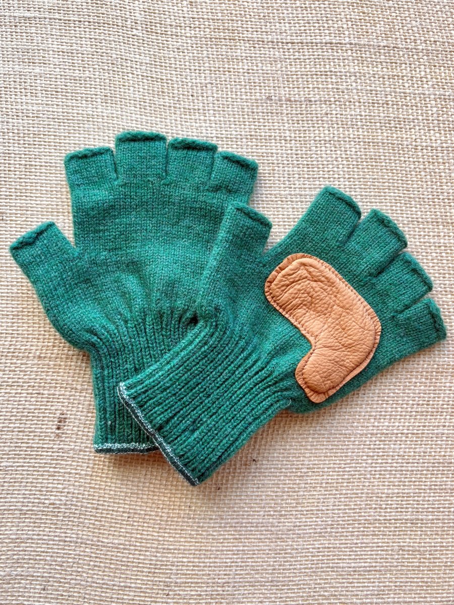 Fingerless Wool Gloves w/ Leather Palms | Womens One Size (Multiple Colors) - Made X Hudson