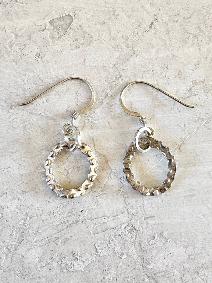Handmade Sterling Silver Textured Circle Earrings - Made X Hudson