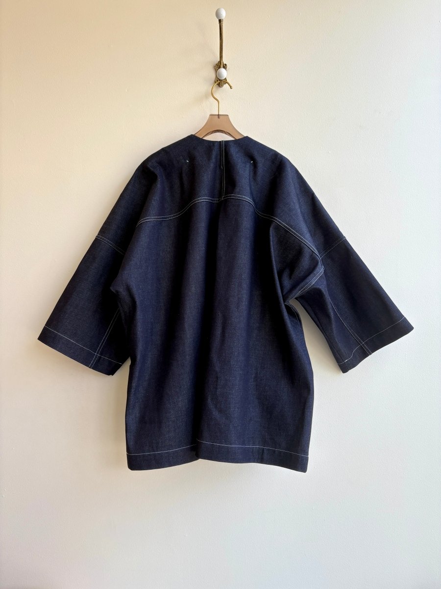 Dark Navy Denim Chore Jacket w/ White Stitching - Made X Hudson