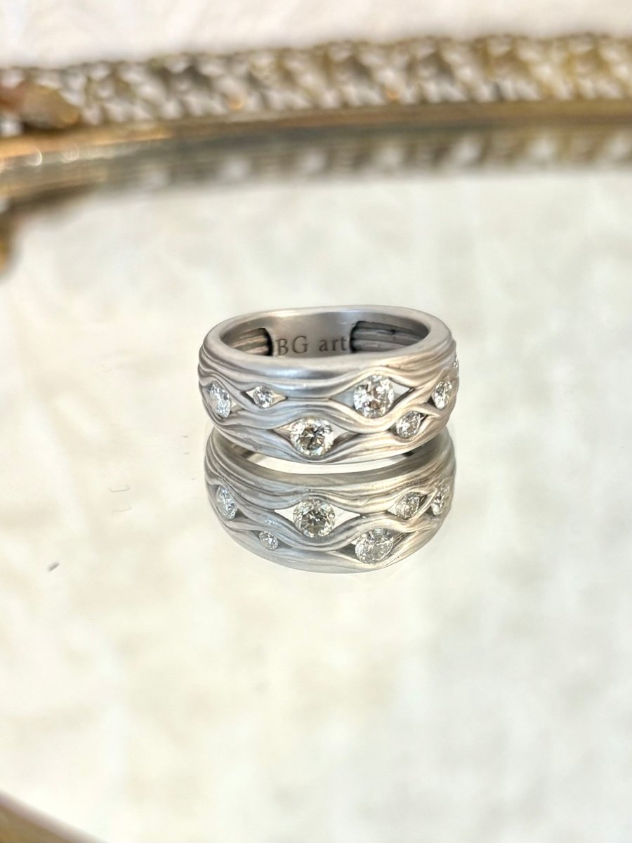 Rapids 10K White Gold Ring w/ .35 CT Diamonds - Made X Hudson