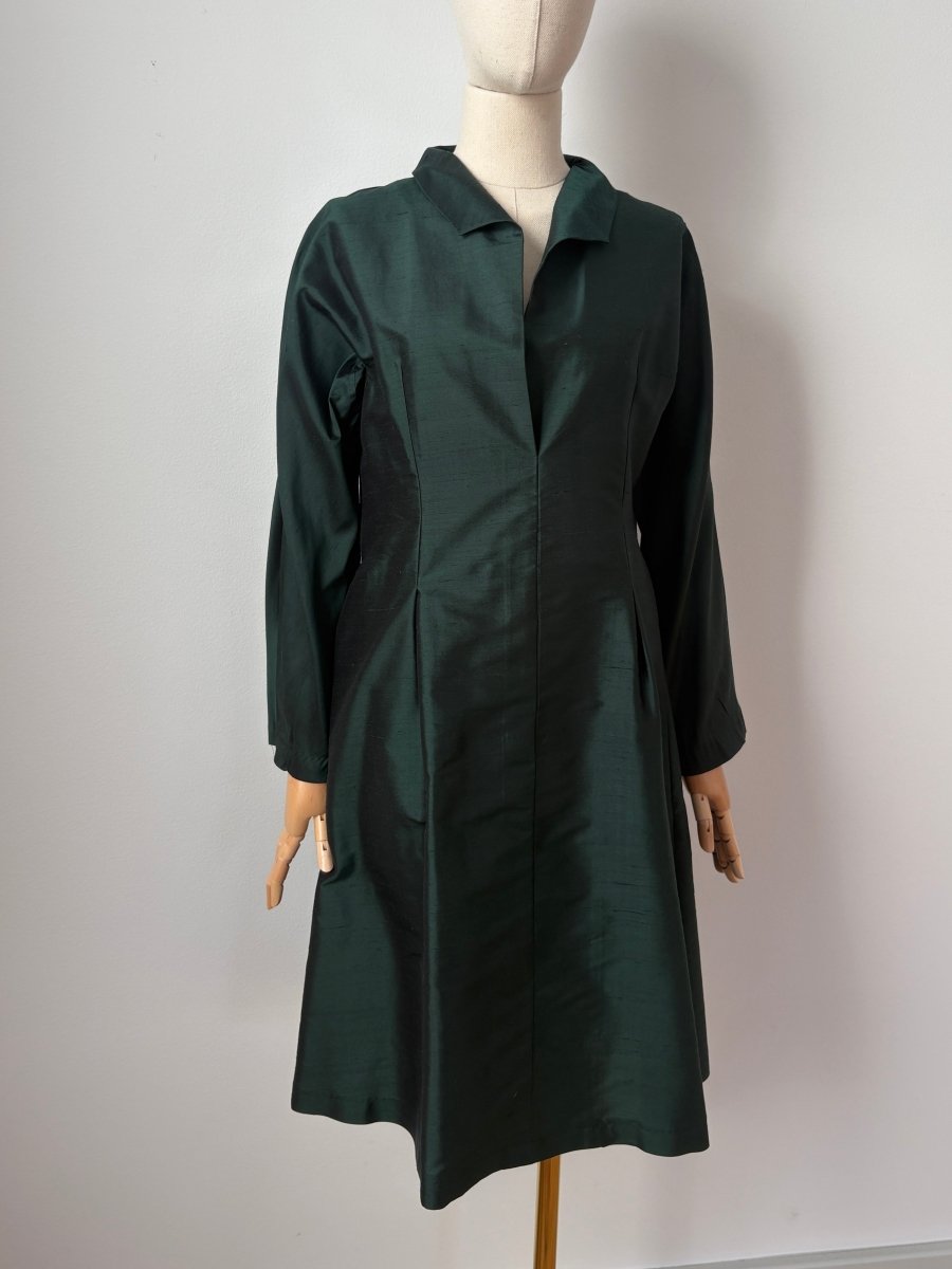 Ulrike Tunic in Emerald Silk Shantung - Made X Hudson