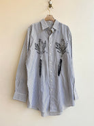 “Ricky” Grey Stripe Carrot Print Shirt (Reworked) - Made X Hudson