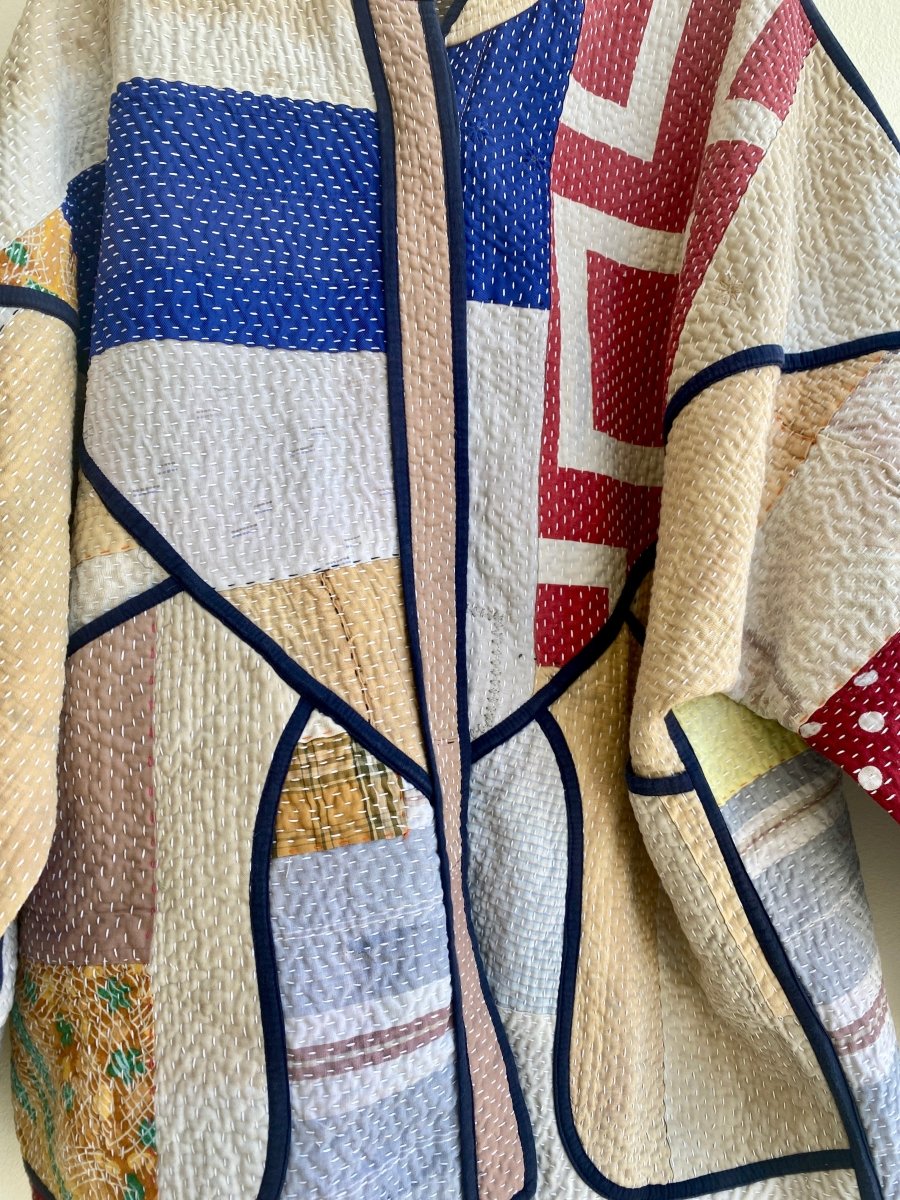 Reversible Ladhiya Quilted Jacket in Colors Neutral, Blue, Red & Brown, Purple & Blue - Made X Hudson