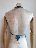 Indigo Blue Crochet Wrap Halter Tie Top - Made X Hudson