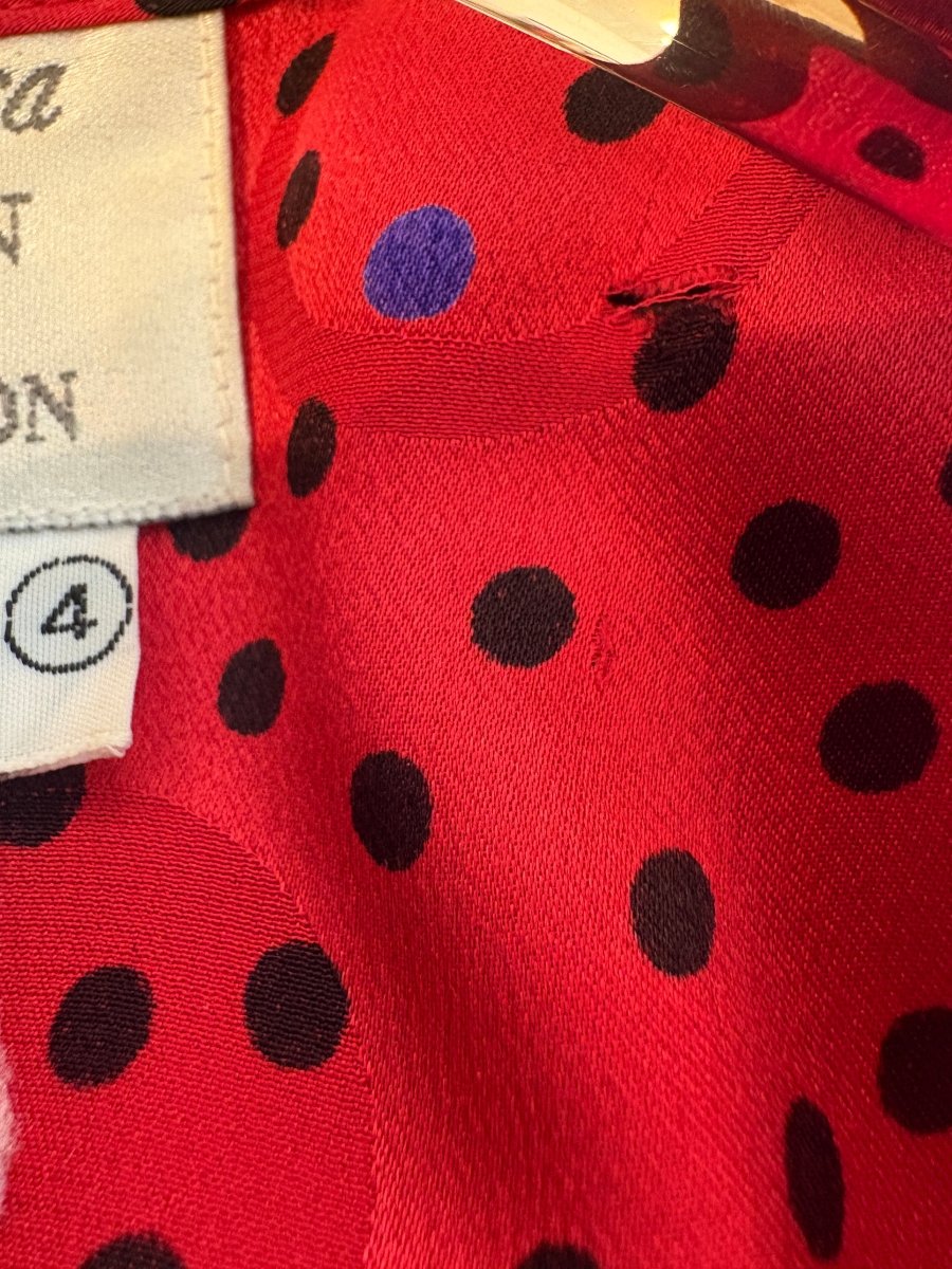 Francesca of Damon for Starington | Red & Black Polka Dot Silk Wrap Dress (Vintage) - Made X Hudson
