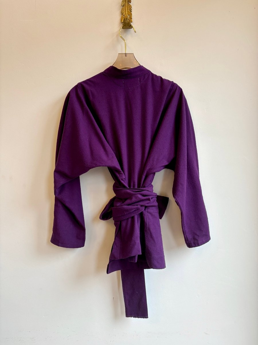 Aubergine Zero Waste Front Wrap Blouse - Made X Hudson