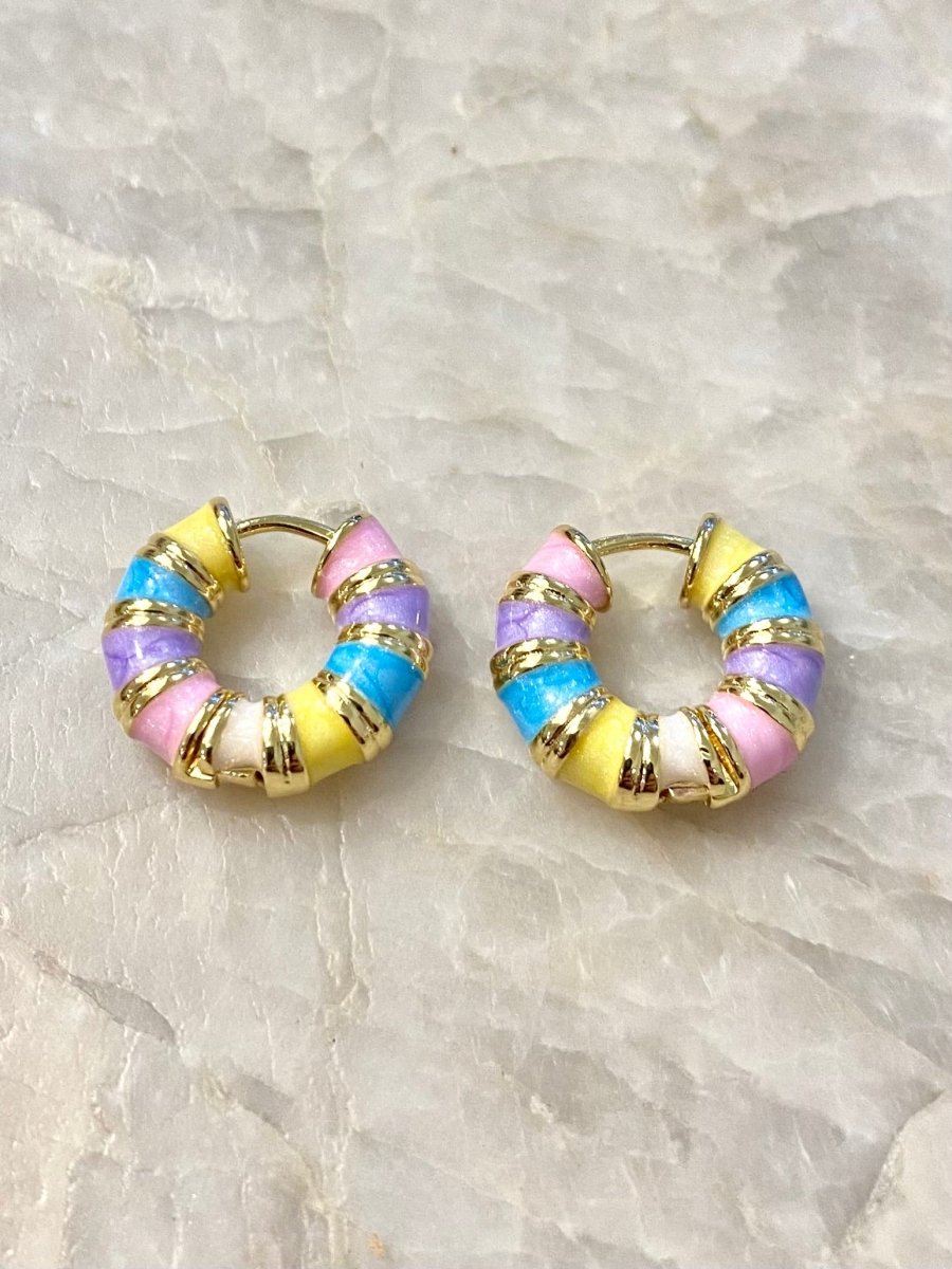 Pastel Rainbow Huggie Hoops (Enamel) - Made X Hudson
