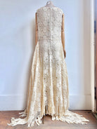 Zero-Waste Dress in Iris White Flower Crochet Lace with Fringe - Made X Hudson