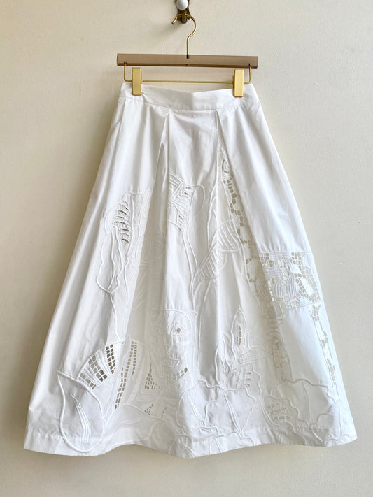 Stella Jean | White Tiger Embroidered Maxi Skirt (Vintage)