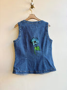 "Leia" Blue Morning Glory Denim Tank Vest (Reworked) - Made X Hudson