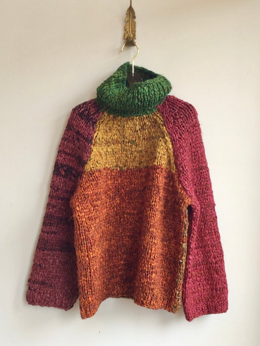 Vishnu Roll - Neck Sweater in Colors Orange, Red, Green, Brown, Burgundy - Made X Hudson