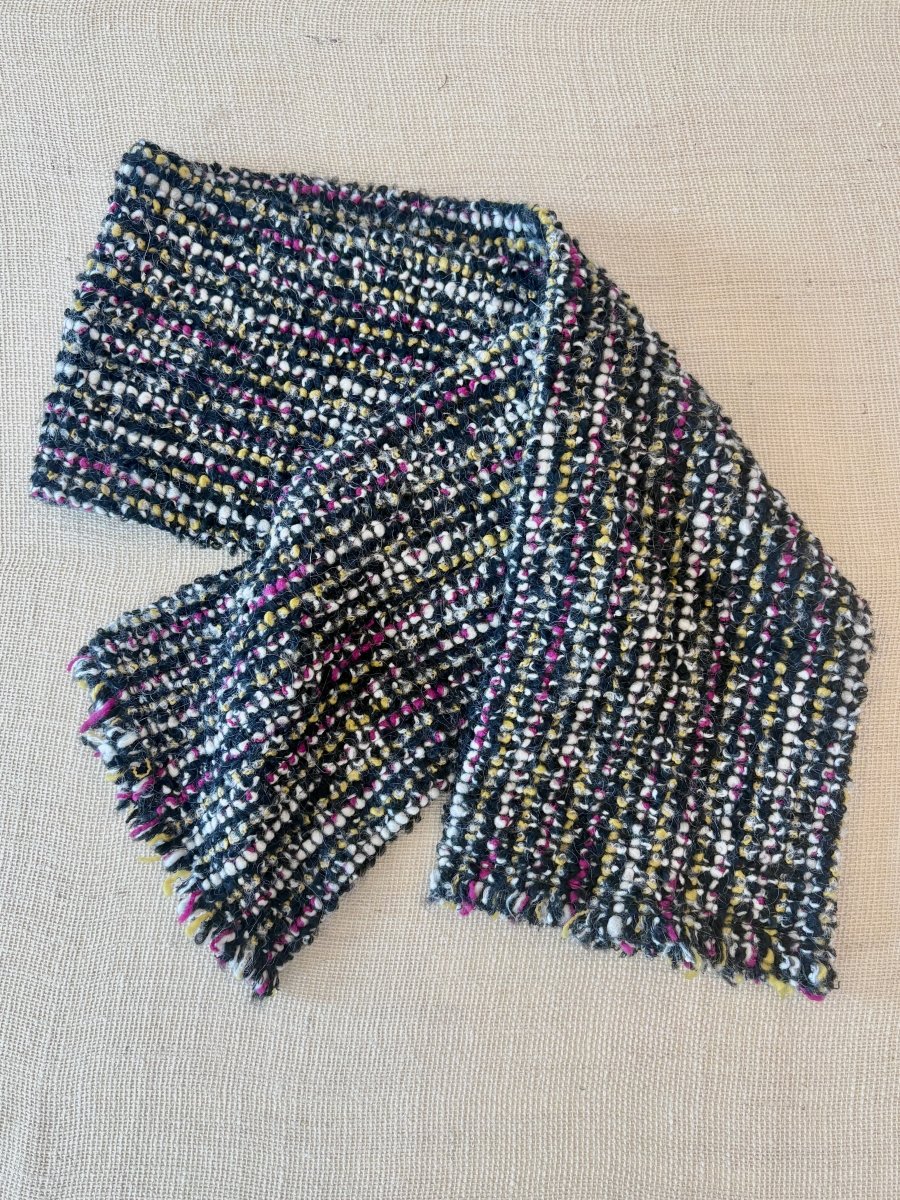 Black, Yellow, and Magenta Woven Scarf - Made X Hudson