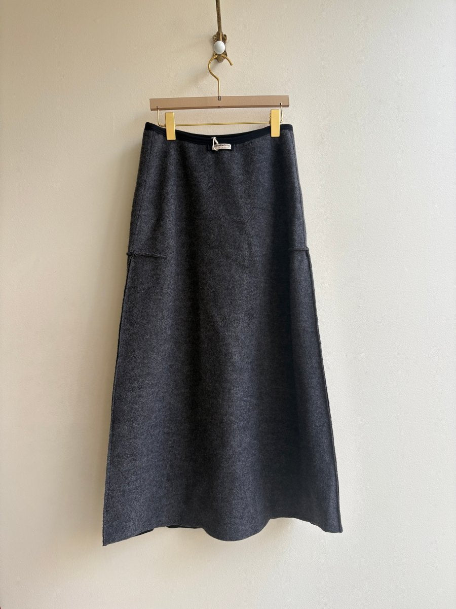 Dark Brown Grey Wool Over Skirt w/ One Pocket & Adjustable Zipper Front (Multiple Sizes) - Made X Hudson