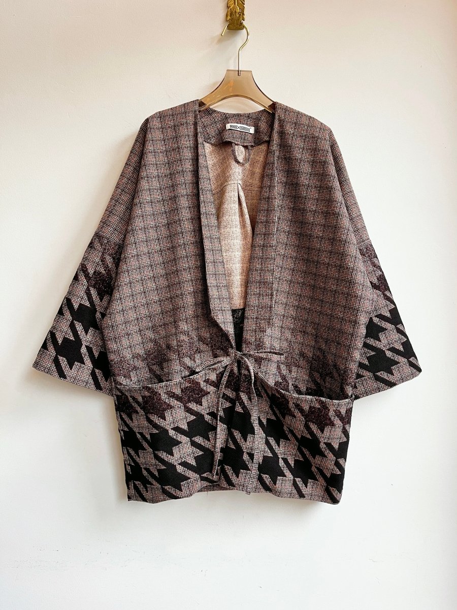 Faded Houndstooth Red + Black Plaid Chore Jacket - Made X Hudson