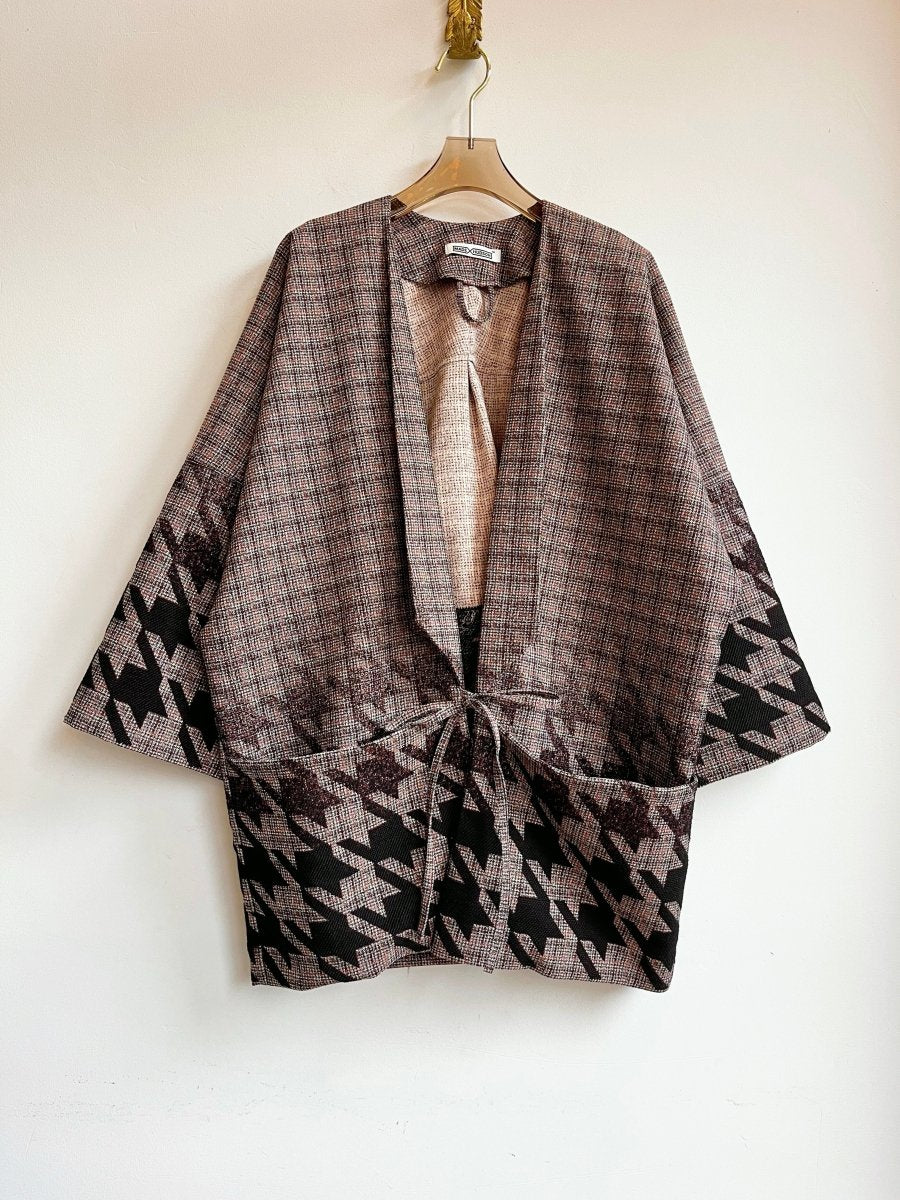 Faded Houndstooth Red + Black Plaid Chore Jacket - Made X Hudson