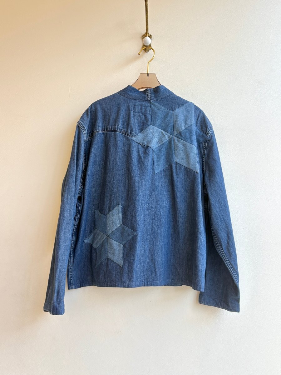 2 - Pocket Denim Wrap Jacket w/ 2 Star Patches (Reworked) - Made X Hudson