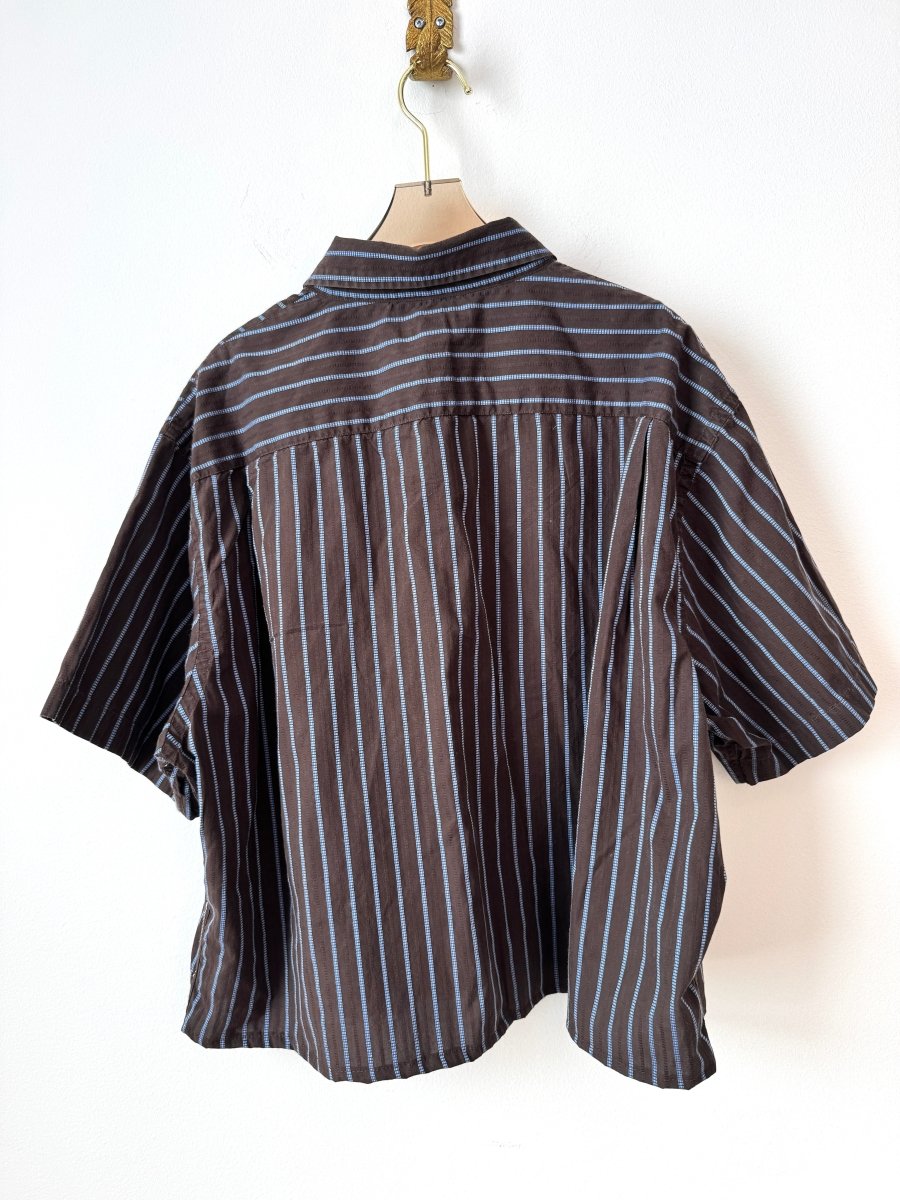 The Vale Shirt in Coco Brown and Sky Blue Stripe (Reworked) - Made X Hudson