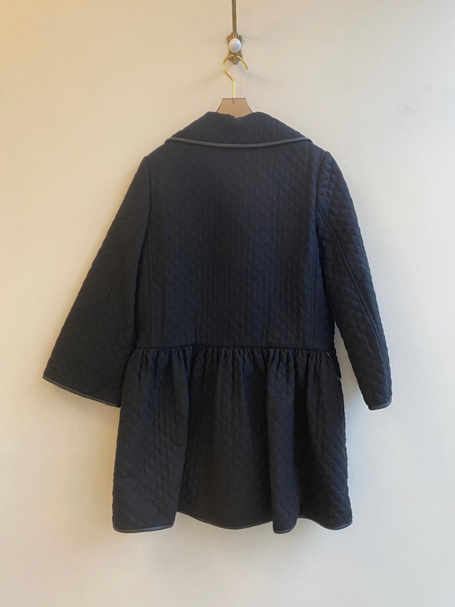 Red Valentino | Black Quilted Peacoat Trench with Leather Piping (Vintage) - Made X Hudson