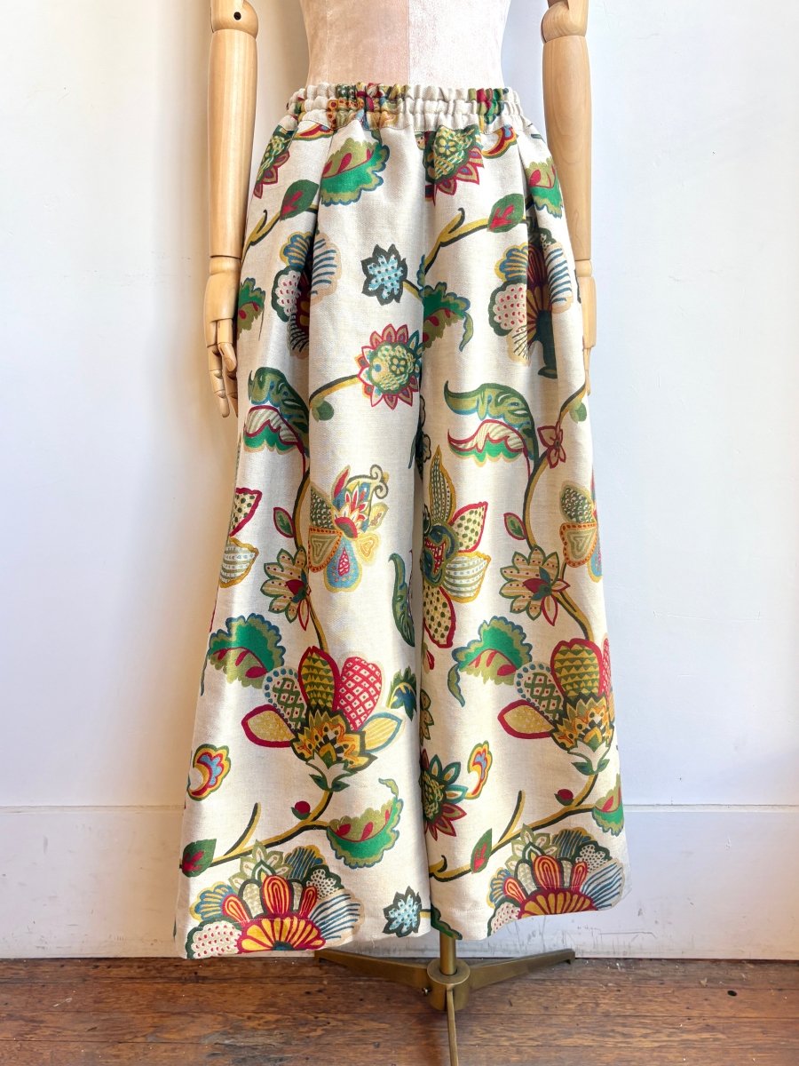 Jacobean Floral Linen Wide-Leg Pant - Made X Hudson
