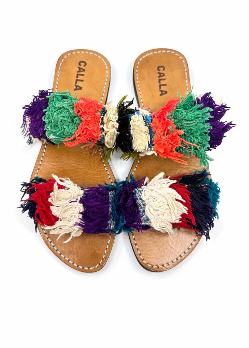 Hali Sandals “Jamila XVI” In Colors Green, Purple, Red, White, Teal (Size 40) - Made X Hudson