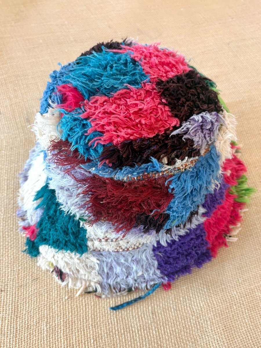 Square Print Bucket Hat in Colors Blue, Purple, Green, & Pink - Made X Hudson