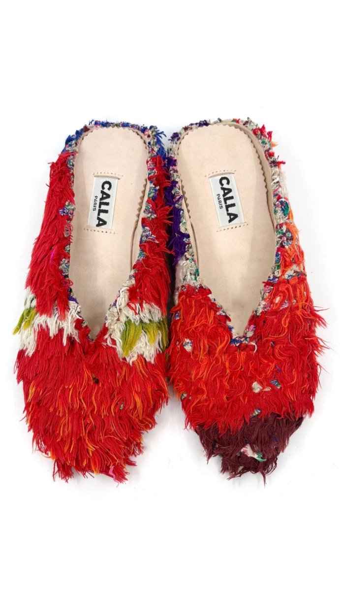 Aili Babouche “Mox” Mules In Colors Flame Red, Violet, Cream, Maroon (Size 38) - Made X Hudson