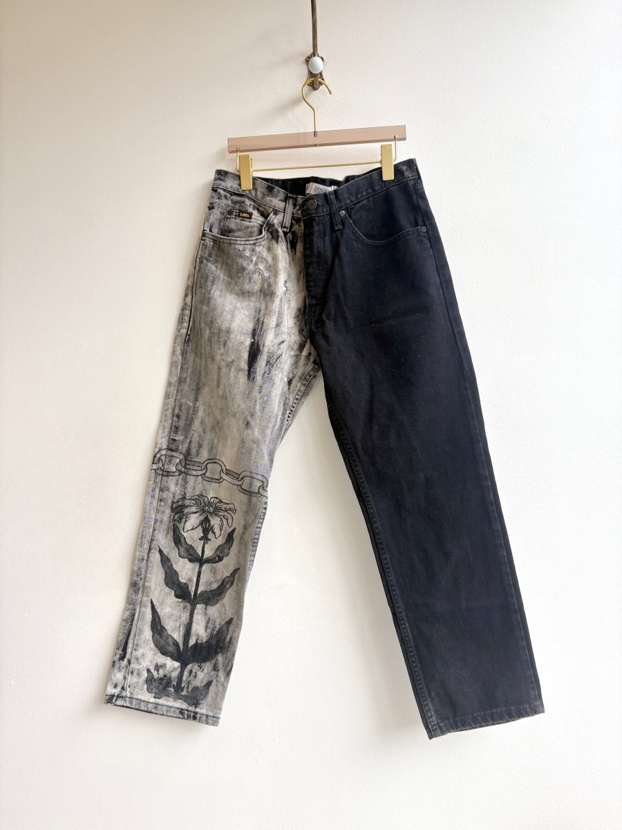 Iris and Link Split Tone Black Denim | Hand Painted (Reworked) - Made X Hudson