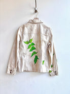 Light Cream Denim Jacket with Verdant Leaf Painting (Reworked) - Made X Hudson