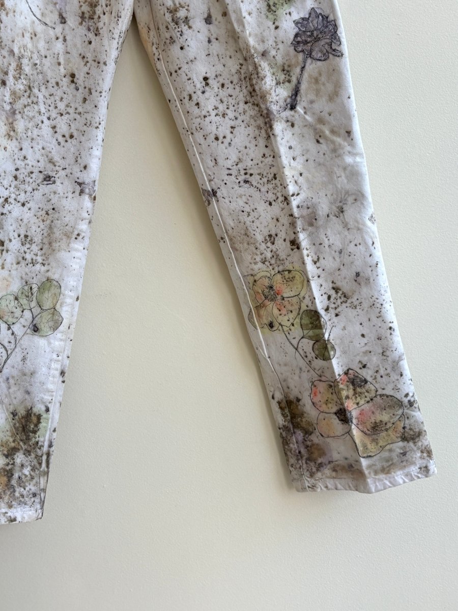 Orange, Lavender & Olive Eco Printed & Hand Drawn Pants (Reworked) - Made X Hudson