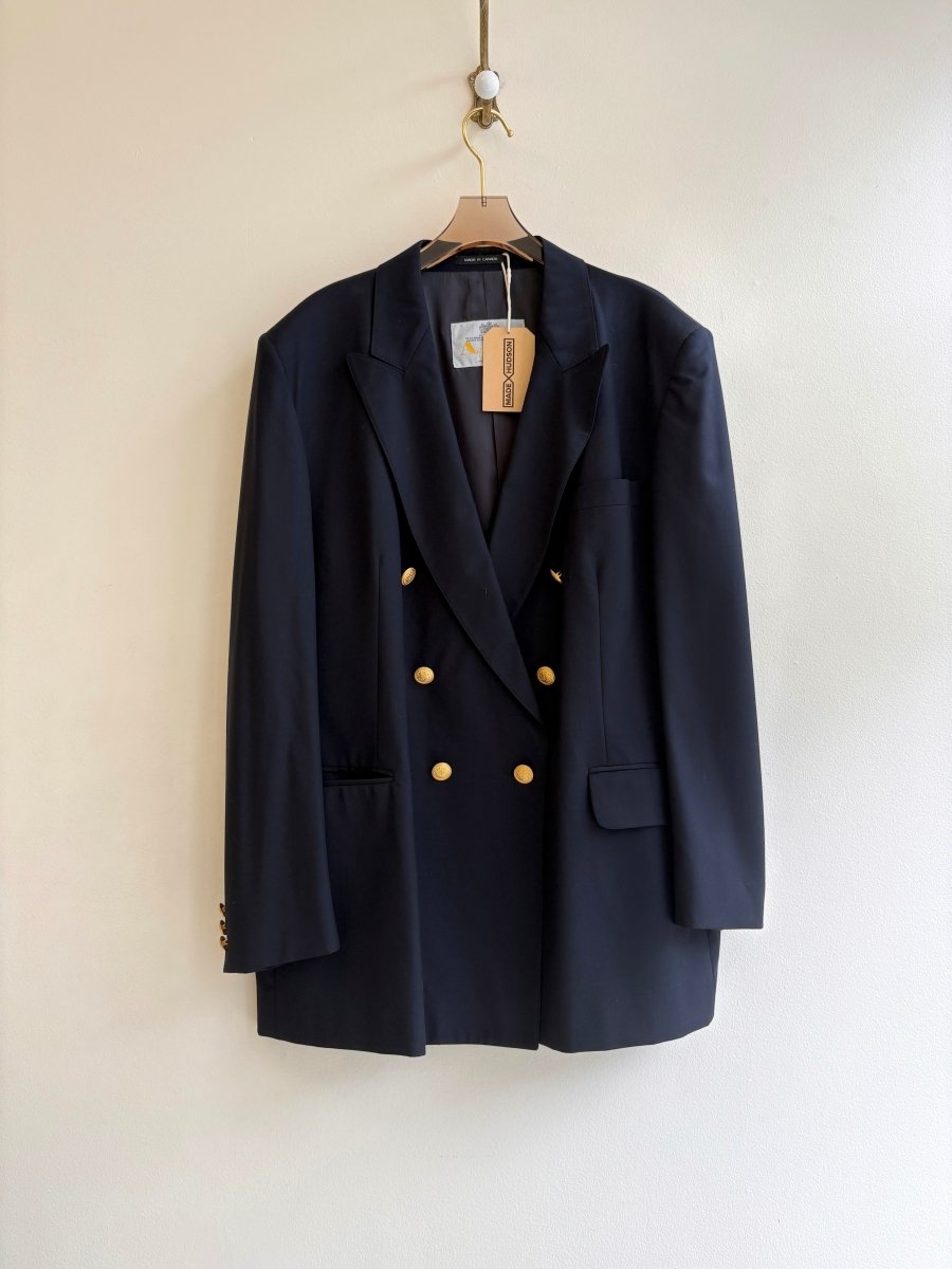 Aquascutum | Deep Navy Faux Double Breasted Blazer (Vintage) - Made X Hudson