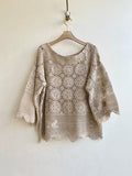 Tan Heirloom Crochet Lace Top - Made X Hudson