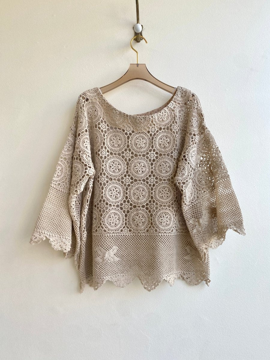 Tan Heirloom Crochet Lace Top - Made X Hudson