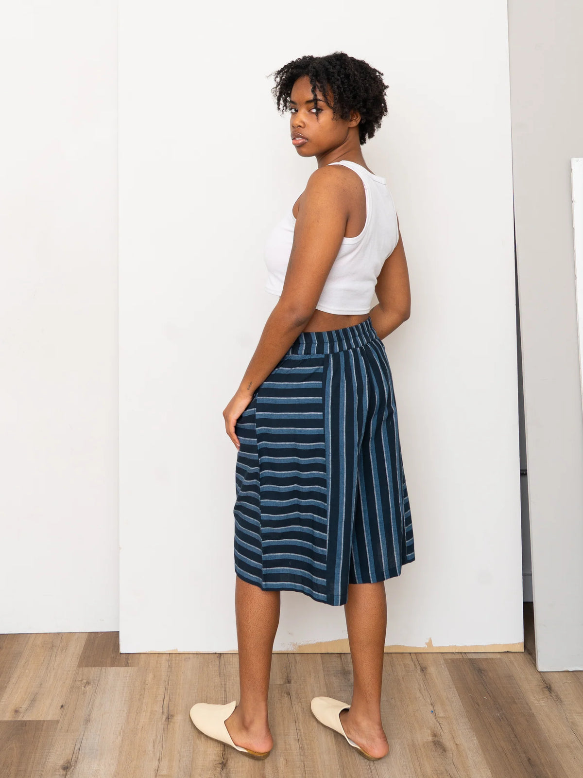 Nyan Shorts in Blue Tarmac Stripe - Made X Hudson
