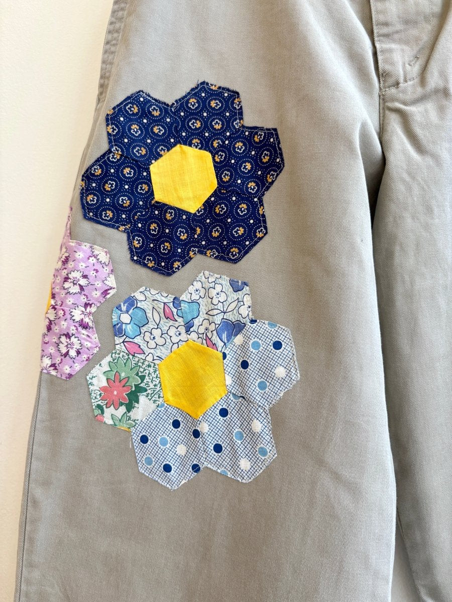 Grandmothers Garden Quilt Blocks Chino Pant | Blue & Lavender Focused (Reworked) - Made X Hudson