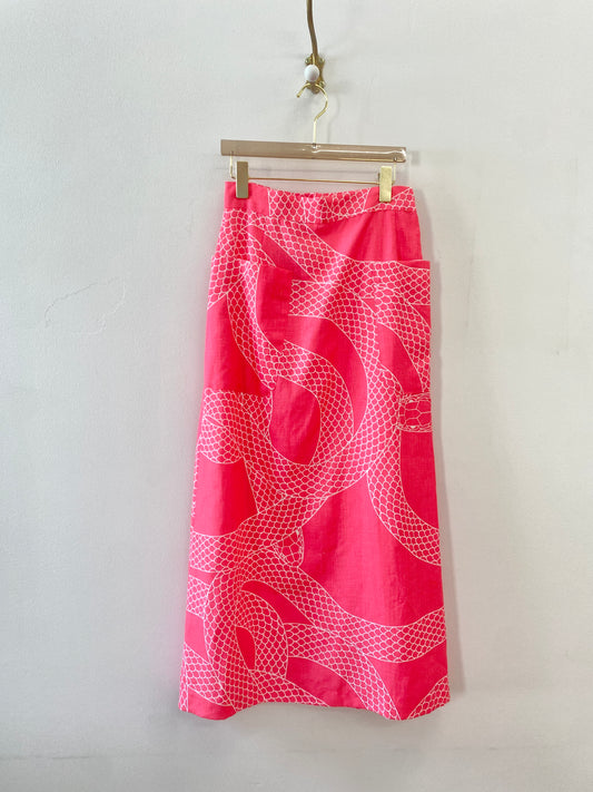 Neon Pink Snake Print “Ross” Maxi Skirt