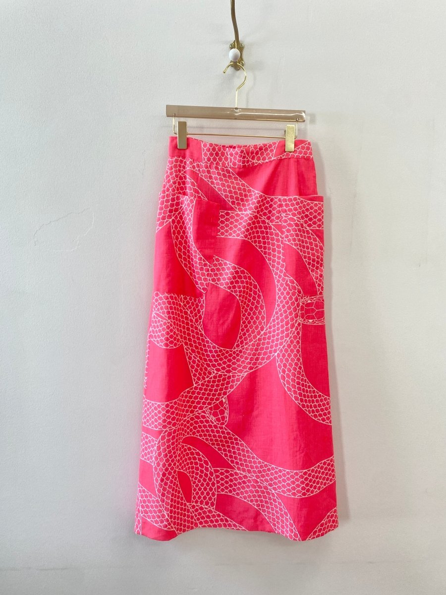 Neon Pink Snake Print “Ross” Maxi Skirt - Made X Hudson