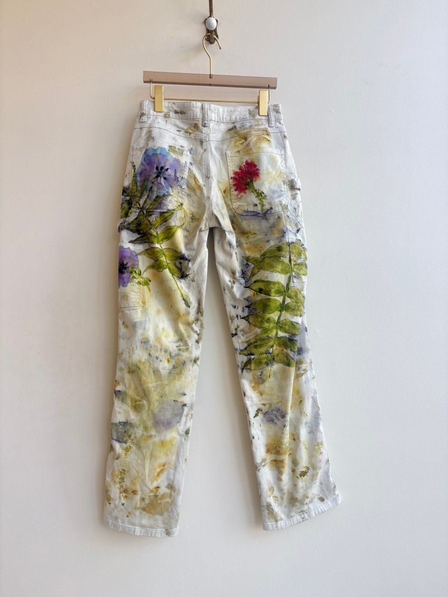 "Tasha” Eco Printed Floral Painter Pants | Hand Painted (Reworked) - Made X Hudson