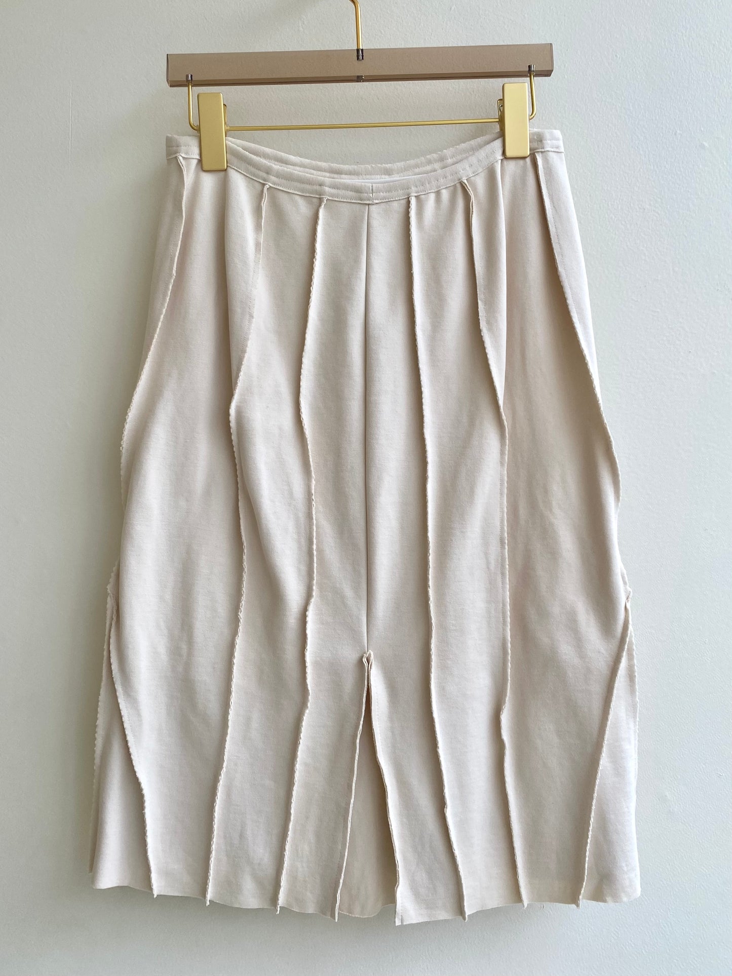 Cream Knit Rayon & Nylon Bell Skirt