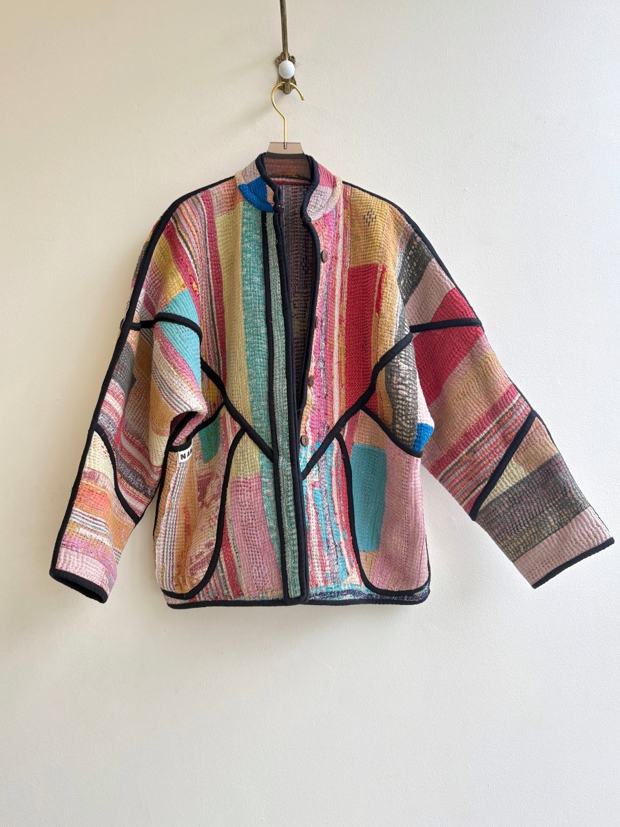 Ladhiya Quilted Jacket in Colors Pink, Tan, Blue, Yellow, Lavender, Orange & Pink, Yellow, Seafoam, Blue, Orange - Made X Hudson