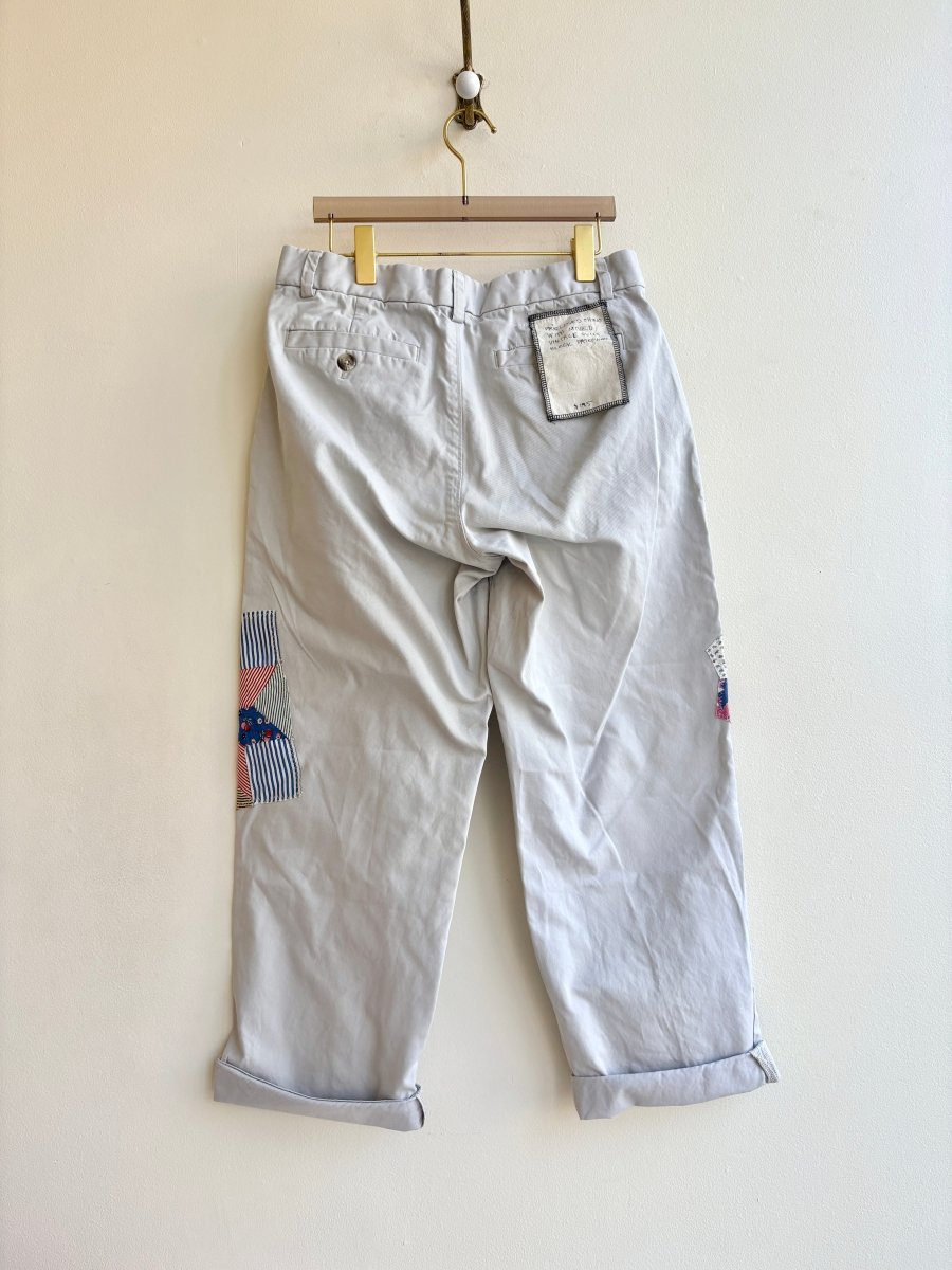 Fan Quilt Block Applique Chinos | Navy and Vintage Florals (Reworked) - Made X Hudson