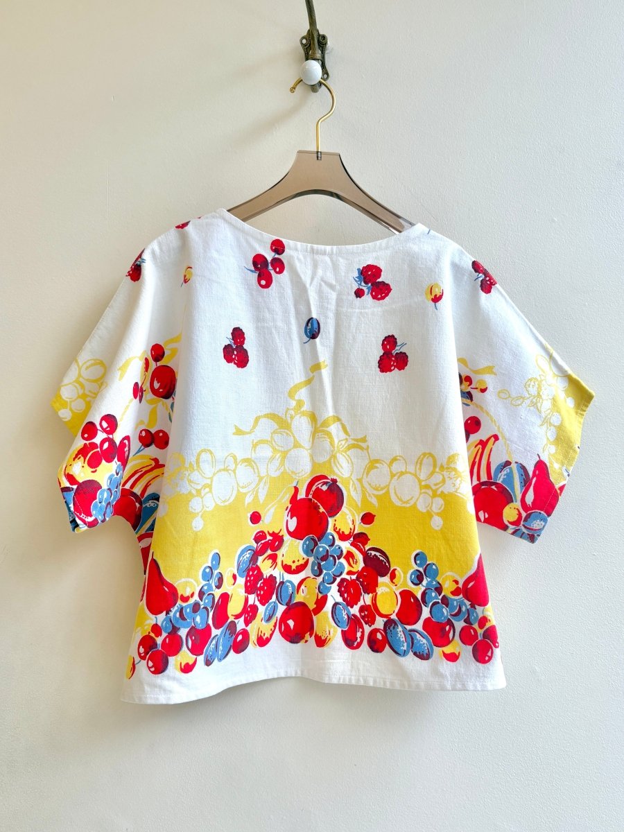 Primary Colored Fruit Basket Print | Picnic Top - Made X Hudson
