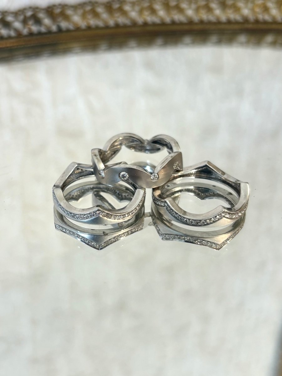 Sierra Path 18K White Gold w/ .6CT Diamonds (Set of 3) - Made X Hudson