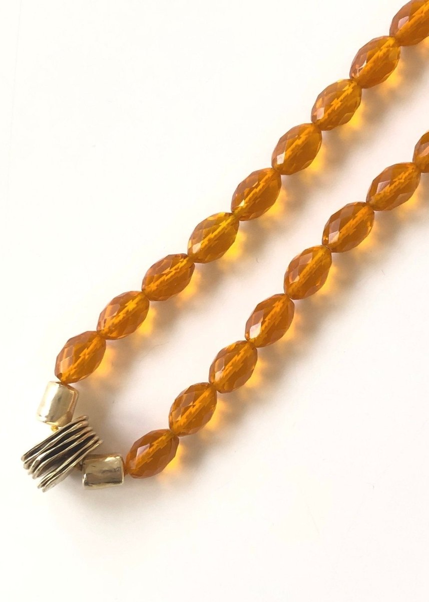 Collana Necklace | Orange Egg Faceted Crystals & Brass Beads - Made X Hudson
