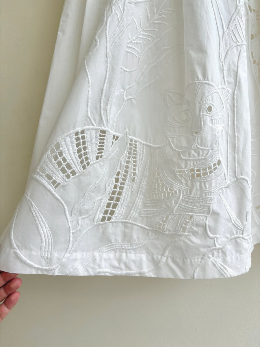 Stella Jean | White Tiger Embroidered Maxi Skirt (Vintage) - Made X Hudson