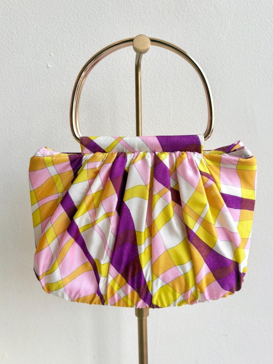 Gathered Purple, Neon Yellow, Blush Retro Print Minnie Bag - Made X Hudson