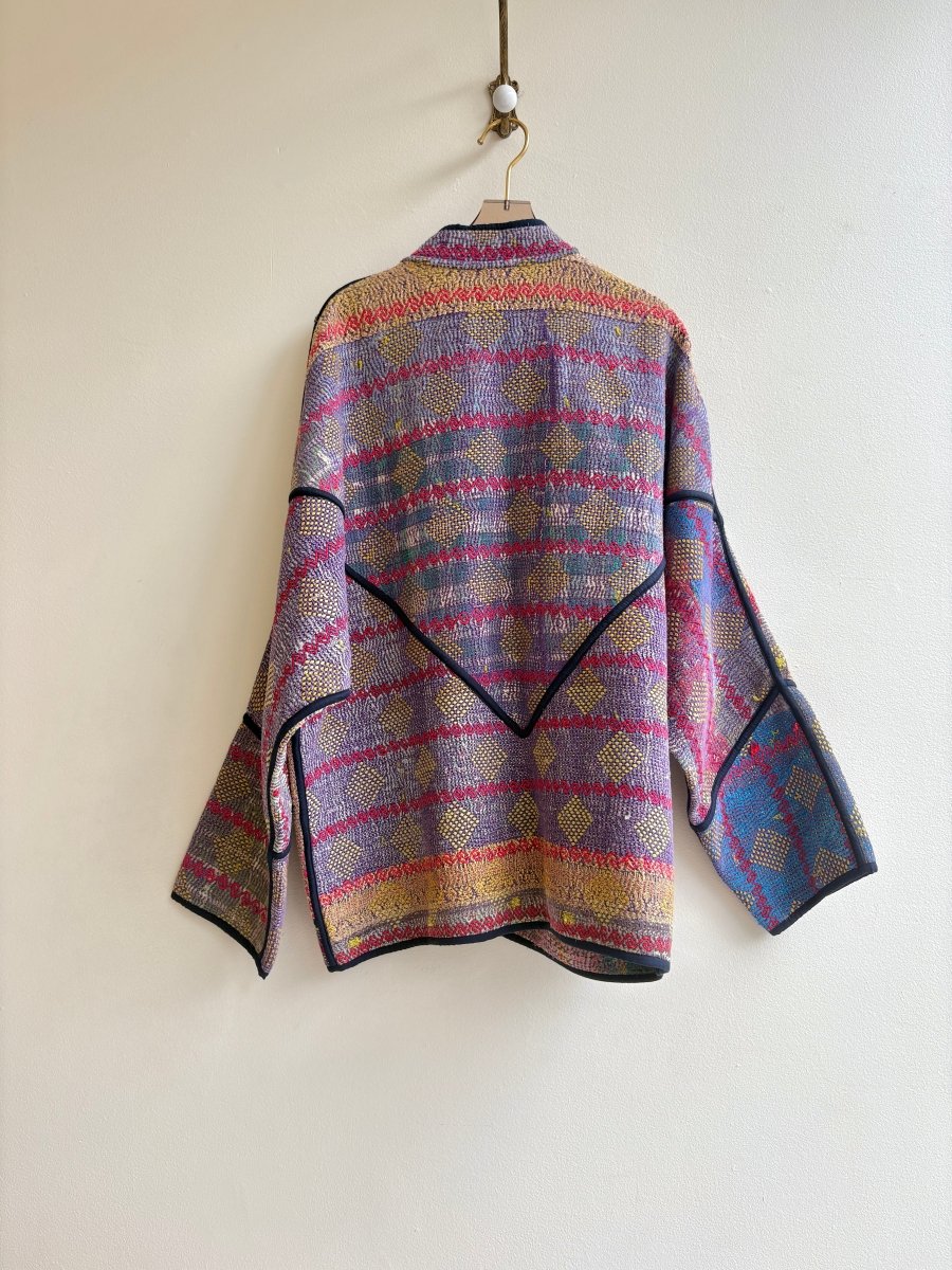 Reversible Ladhiya Quilted Jacket in Colors Red, Purple, Yellow, Green & Green, Grey, Blue, Yellow - Made X Hudson