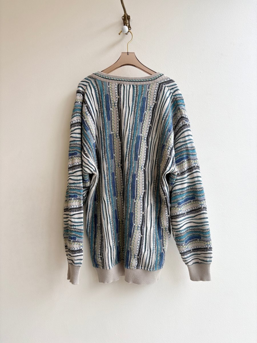 Gio Ferrari | Teal, Navy, and Cream Coogi Sweater (Vintage) - Made X Hudson