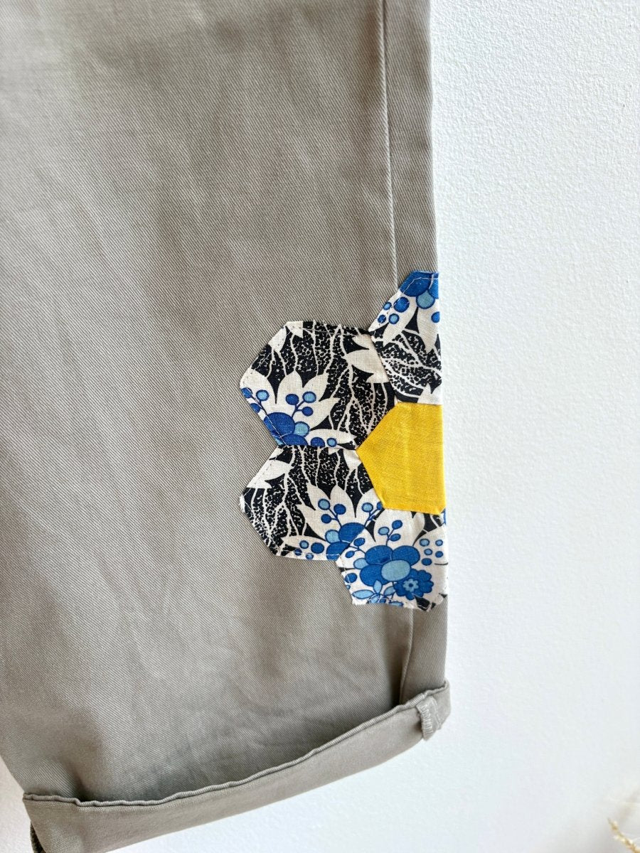 Grandmothers Garden Quilt Blocks Chino Pant | Blue & Lavender Focused (Reworked) - Made X Hudson