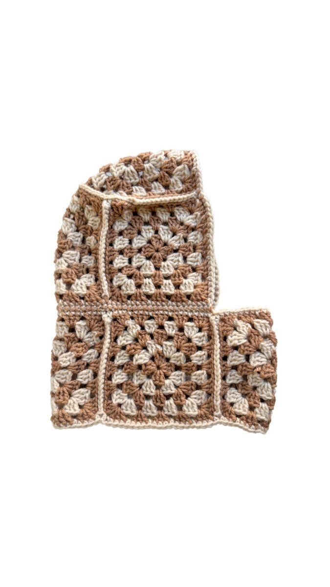 Cream and Tan Hand Crochet Balaclava - Made X Hudson